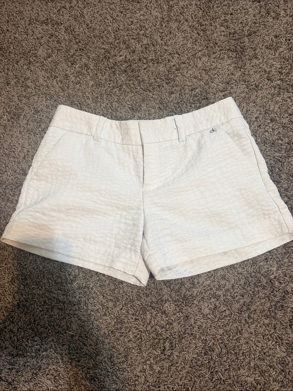 Calvin Klein White Textured Tailored Bermuda Shorts